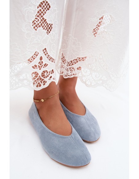 Women's Imitation Suede Blue Ballerinas Camdena