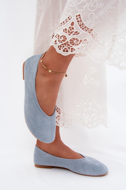 Women's Imitation Suede Blue Ballerinas Camdena