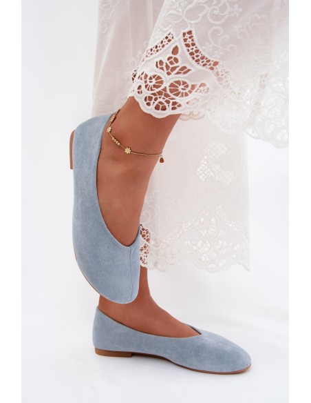 Women's Imitation Suede Blue Ballerinas Camdena