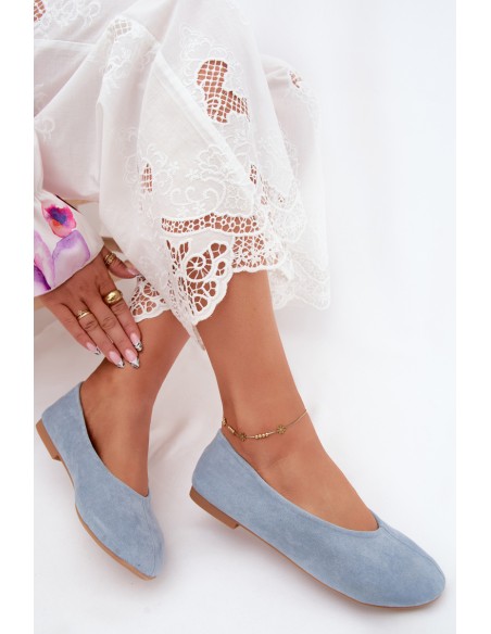 Women's Imitation Suede Blue Ballerinas Camdena