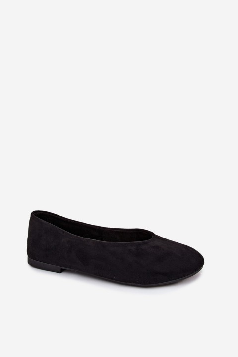 Black Imitation Suede Ballerinas Camdena