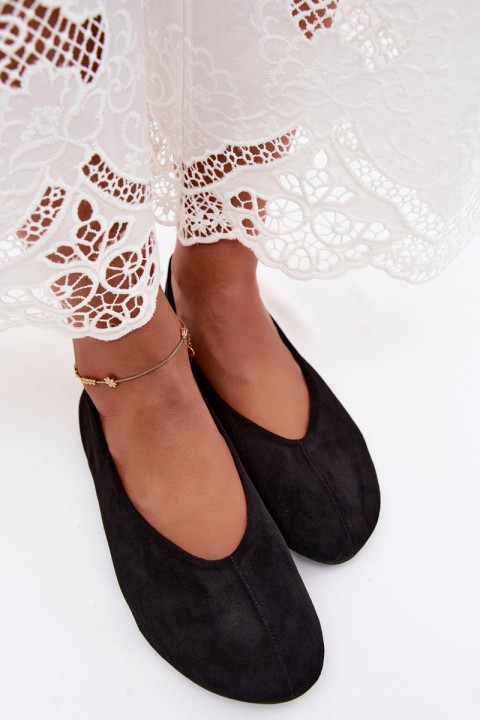 Black Imitation Suede Ballerinas Camdena