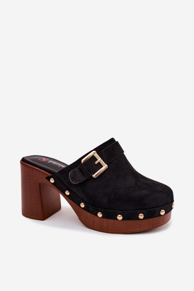 Women's Clogs with Heel and Buckles Black Lagunelle 2