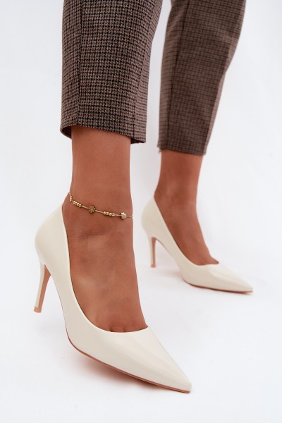 Patent Leather High Heels Made of Faux Leather Dull White Tropessa
