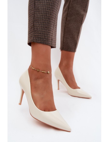Patent Leather High Heels Made of Faux Leather Dull White Tropessa