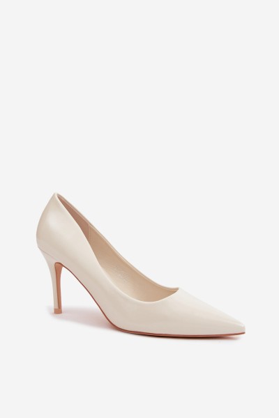 Patent Leather High Heels Made of Faux Leather Dull White Tropessa 2
