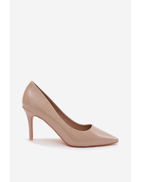 Patent Leather Heels From Faux Leather Dark Beige Tropessa