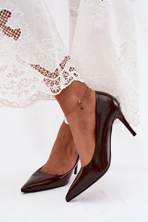 Patent Leather Heels Made of Faux Leather Chocolate Tropessa
