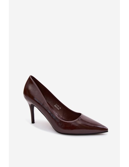 Patent Leather Heels Made of Faux Leather Chocolate Tropessa