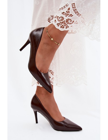 Patent Leather Heels Made of Faux Leather Chocolate Tropessa