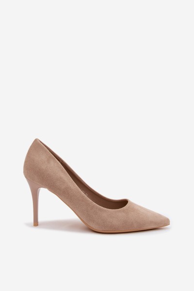 Beige Suede Faux Leather Heels Tropessa 2