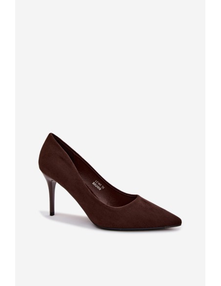 Chocolate Suede Imitation Leather High Heels Tropessa