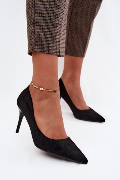 Black Suede Faux Leather High Heels Tropessa