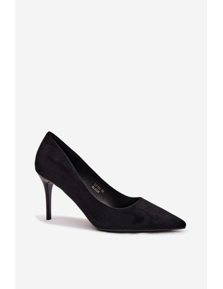 Black Suede Faux Leather High Heels Tropessa