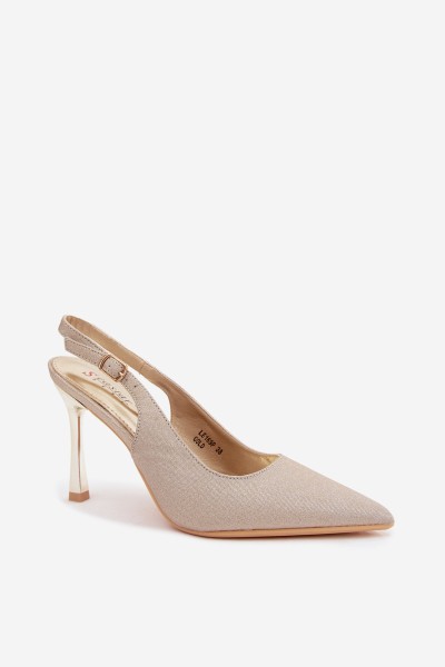 Brocade Heels With Open Back Gold Mercella 2