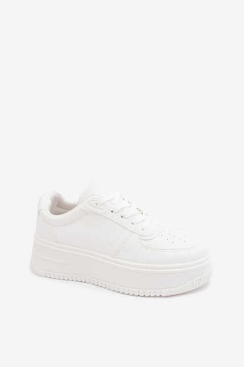 Women's Platform Sneakers White Faux Leather Crosbella