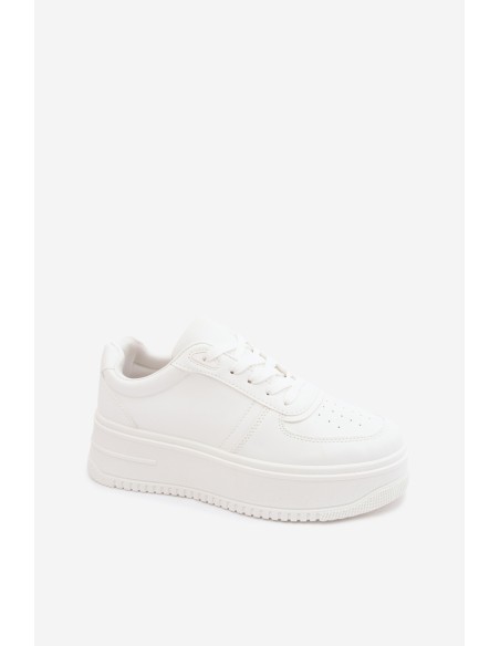 Women's Platform Sneakers White Faux Leather Crosbella