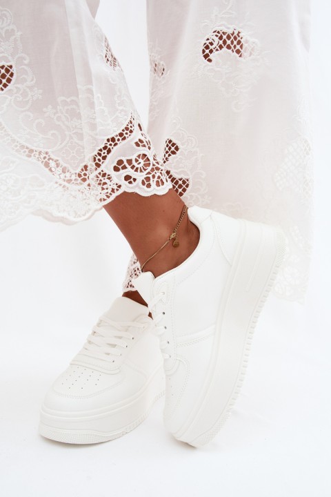 Women's Platform Sneakers White Faux Leather Crosbella