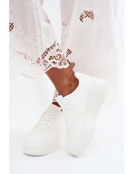 Women's Platform Sneakers White Faux Leather Crosbella