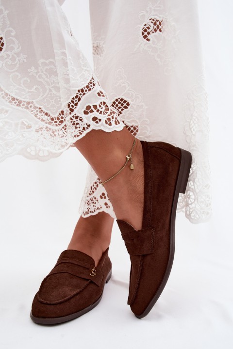Women's Suede-Look Chocolate Moccasins Prestelle
