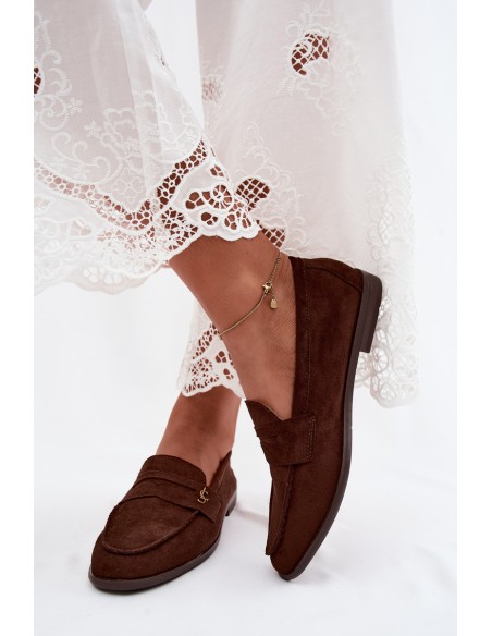 Women's Suede-Look Chocolate Moccasins Prestelle