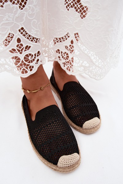 Women's Crochet Espadrilles Fabric Black Candessa
