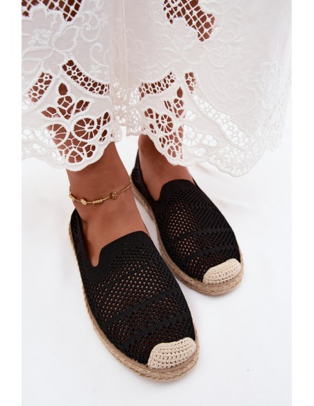 Women's Crochet Espadrilles Fabric Black Candessa