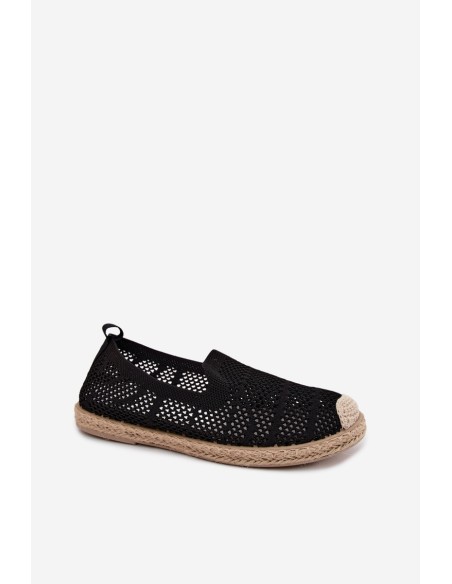 Women's Crochet Espadrilles Fabric Black Candessa