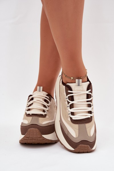 Womens Platform Sneakers Big Star SS274002 HI-POLY SYSTEM Beige