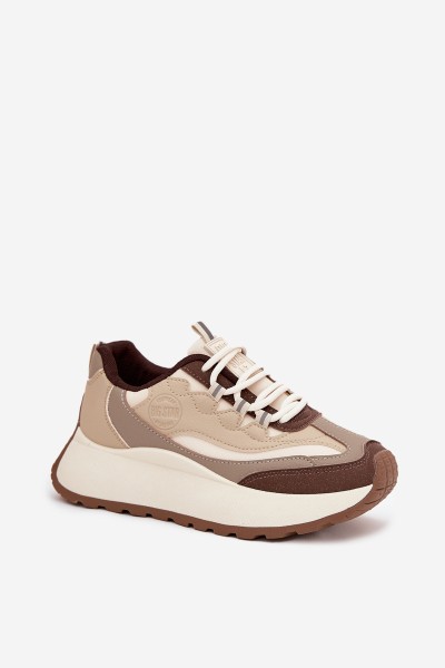 Womens Platform Sneakers Big Star SS274002 HI-POLY SYSTEM Beige 2