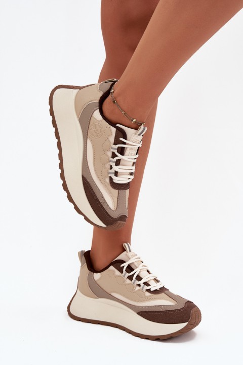 Womens Platform Sneakers Big Star SS274002 HI-POLY SYSTEM Beige