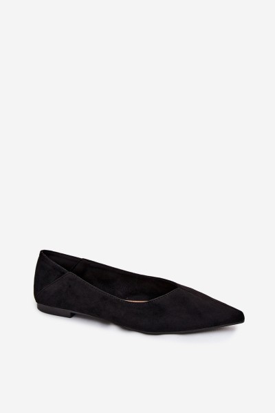 Corabella Pointed Toe Ballerinas Faux Suede Black 2
