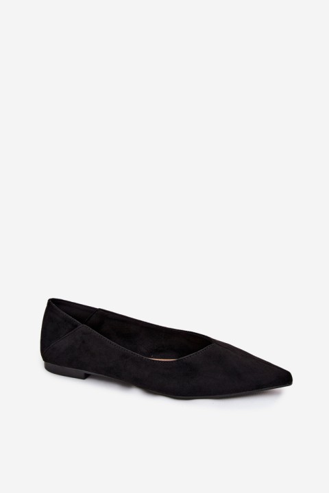 Corabella Pointed Toe Ballerinas Faux Suede Black