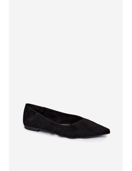 Corabella Pointed Toe Ballerinas Faux Suede Black