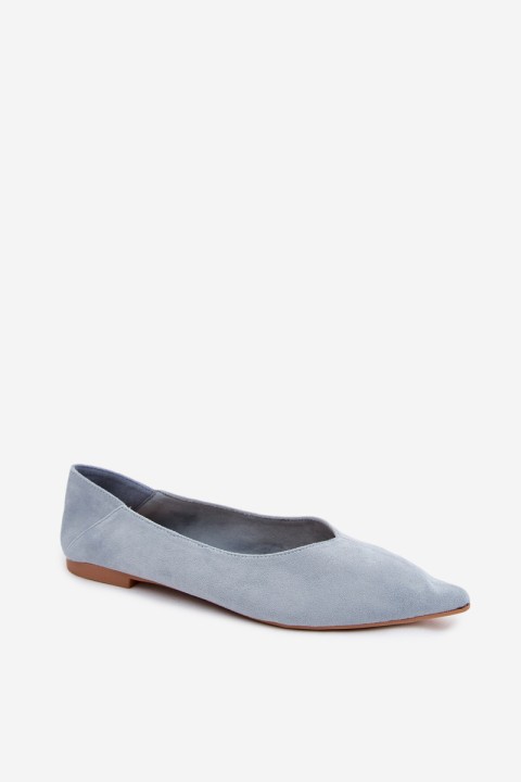 Corabella Blue Pointed Toe Ballerinas Faux Suede