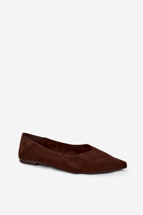 Corabella Chocolate Imitation Suede Pointed Toe Ballerinas