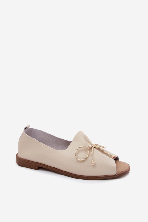 Women's Sandals With Decorative Ties And Ruching Faux Leather Beige Coltrania
