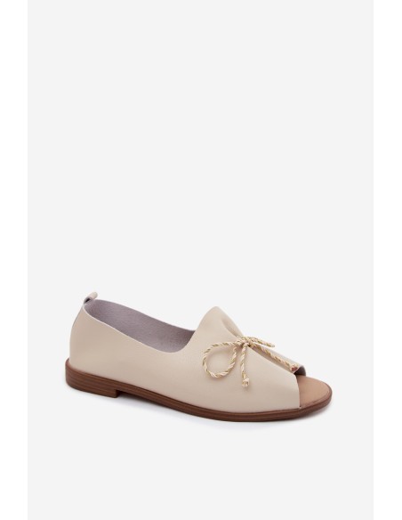 Women's Sandals With Decorative Ties And Ruching Faux Leather Beige Coltrania