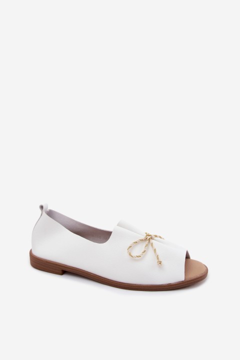 Women's Sandals With Decorative Tying And Ruching Imitation Leather White Coltrania