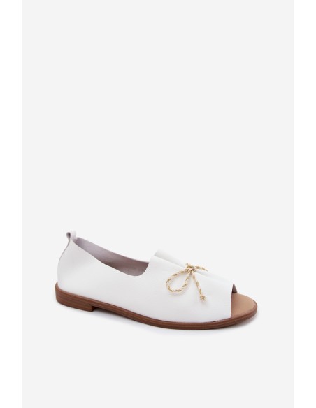 Women's Sandals With Decorative Tying And Ruching Imitation Leather White Coltrania