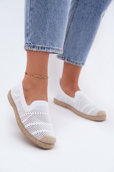 Women's Woven Canvas Espadrilles White Candessa