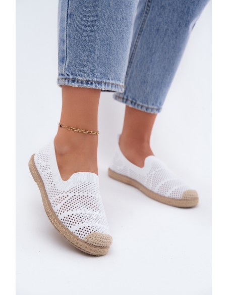 Women's Woven Canvas Espadrilles White Candessa