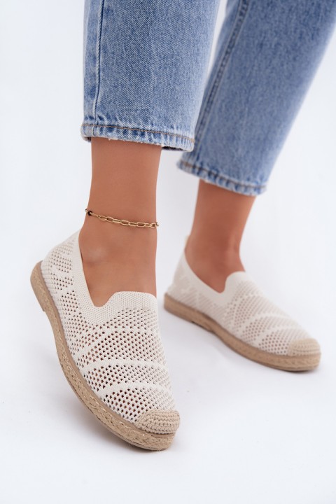 Women's Mesh Espadrilles Fabric Light Beige Candessa