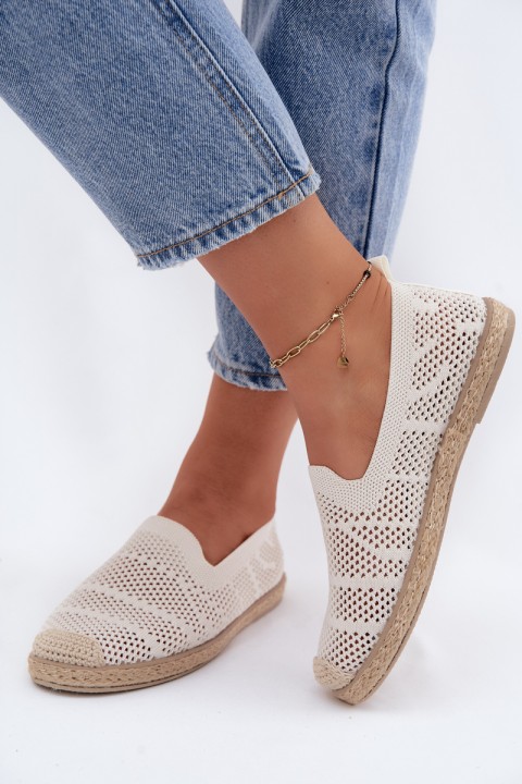 Women's Mesh Espadrilles Fabric Light Beige Candessa