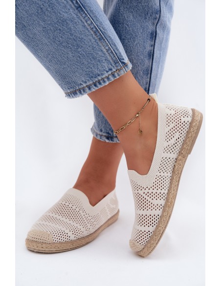 Women's Mesh Espadrilles Fabric Light Beige Candessa