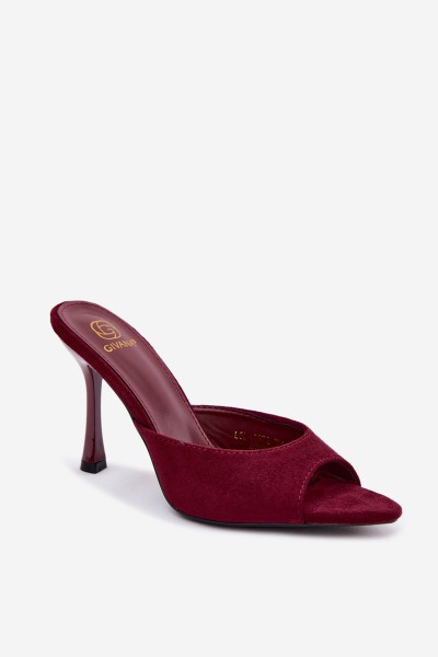 Cherryssa Bordeaux Imitation Suede High Heels Sandals 2