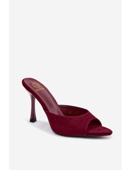 Cherryssa Bordeaux Imitation Suede High Heels Sandals
