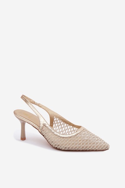 Mesh Platform Heeled Sandals Gold Mangoria 2