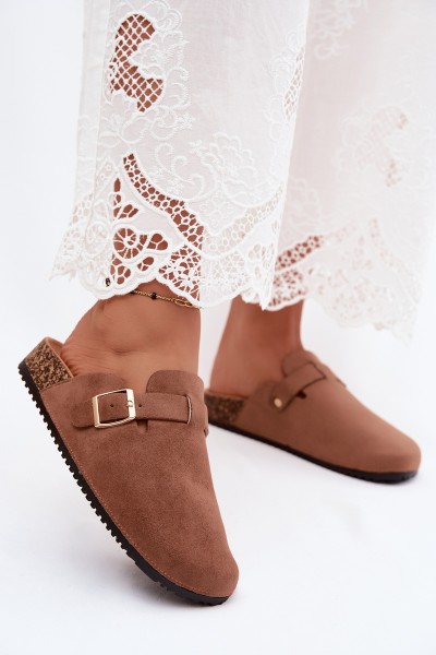 Women's Platform Slide Sandals with Buckle Camel Selio