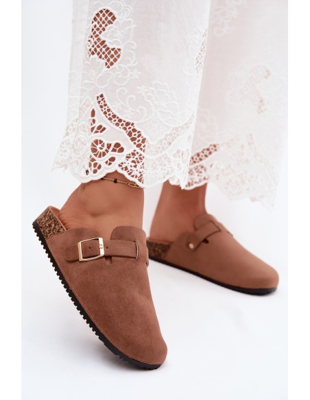 Women's Platform Slide Sandals with Buckle Camel Selio